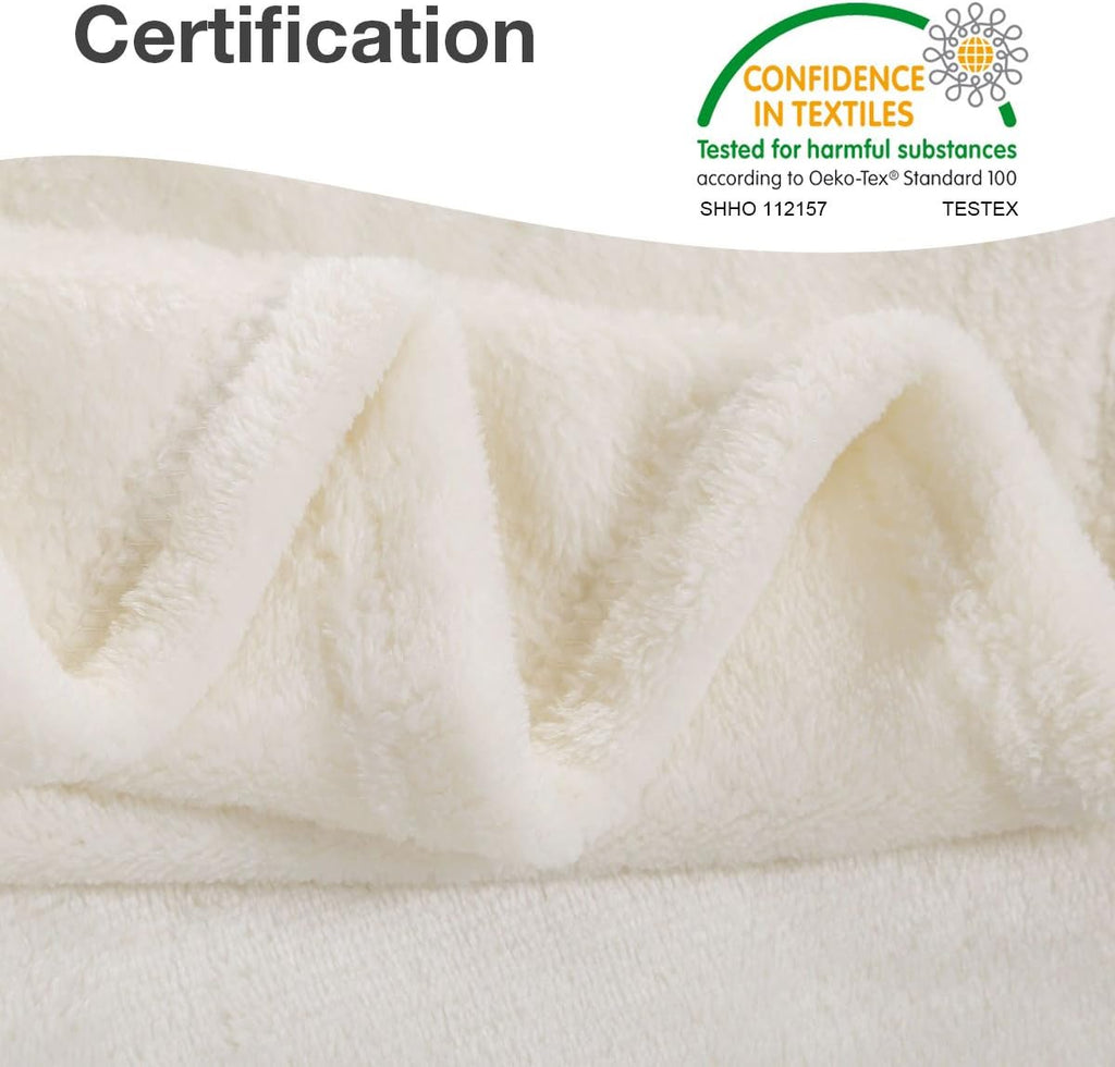 Flannel Fleece Throw Blanket, 50×60, Ivory – view 4