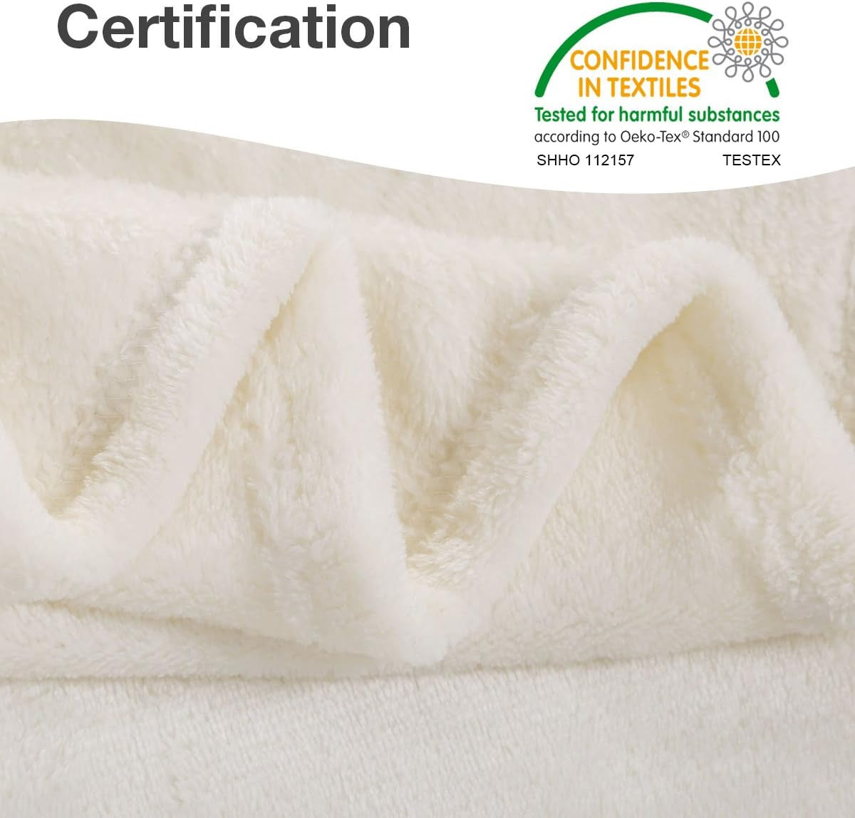 Flannel Fleece Throw Blanket, 50×60, Ivory – view 4