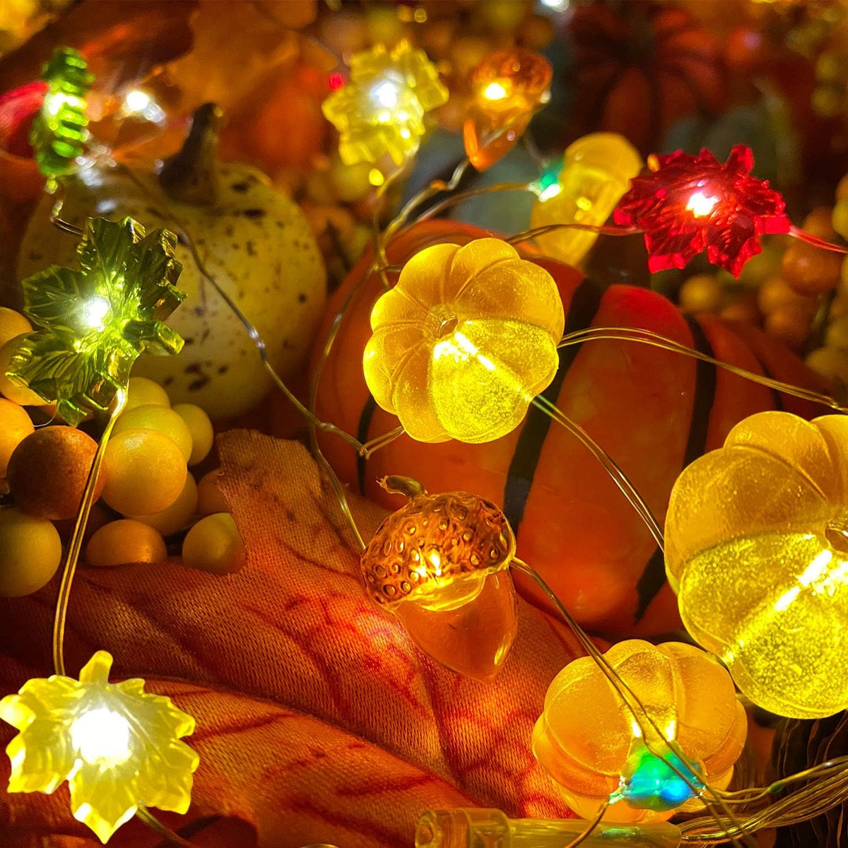 3D Pumpkin & Acorn String Lights, 6.5 ft – view 8