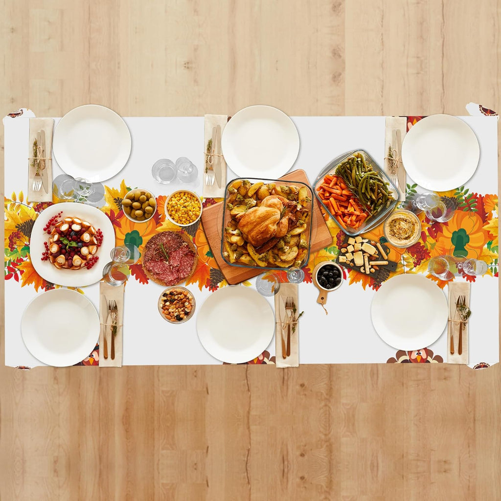 2 Pack Thanksgiving Tablecloth Disposable - Fall Party Supplies for Thanksgiving Table Decor | Friendsgiving Party Decorations | Thanksgiving Decorations 54" X 108"