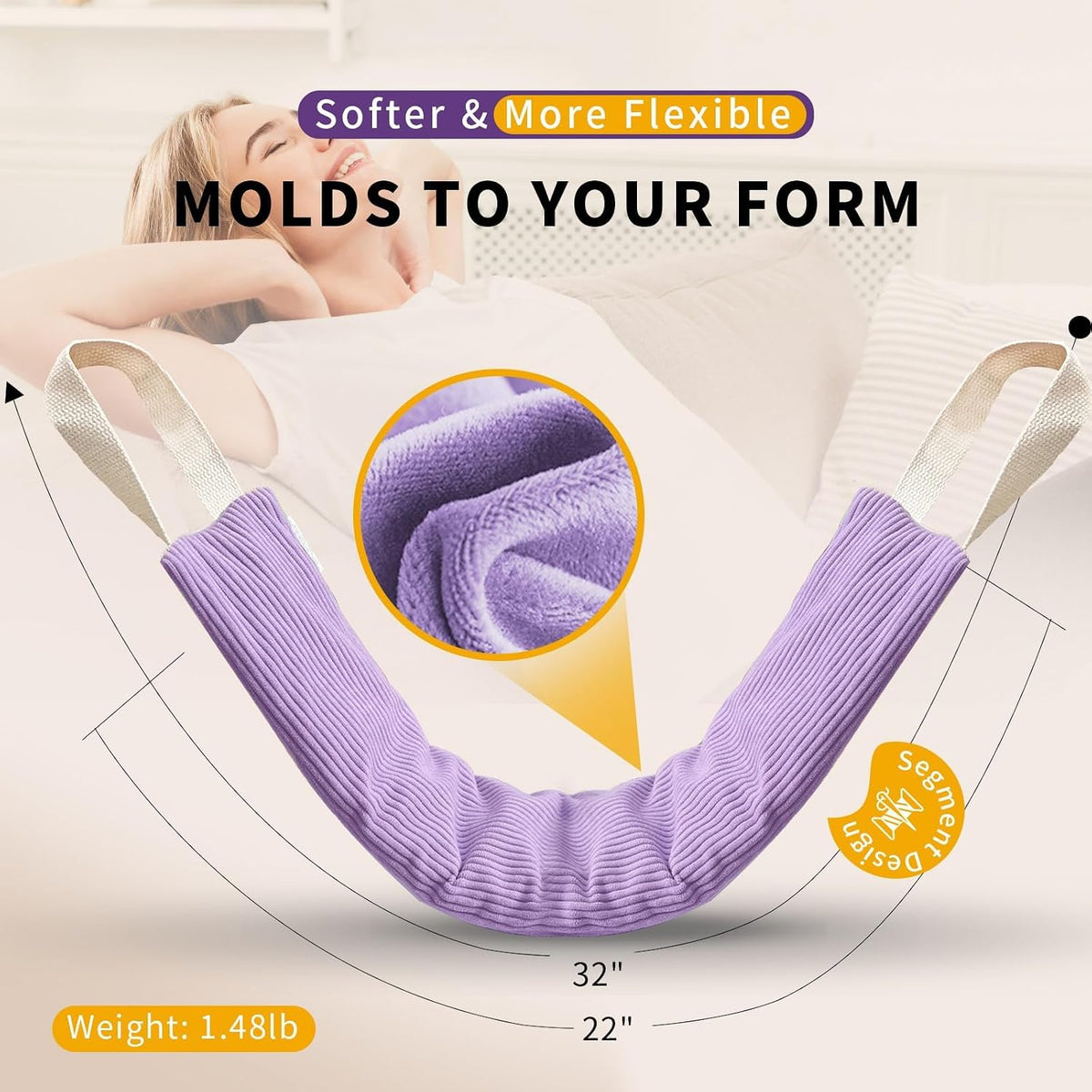 Neck Heating Pad Microwavable with Machine Washable Cover Weighted Microwave Heating Pad Neck Wrap for Shoulder Back Pain Relief, Warm Rice Bag Pack for Cramps Hot Cold Therapy 1.5Lbs Lavender Scented