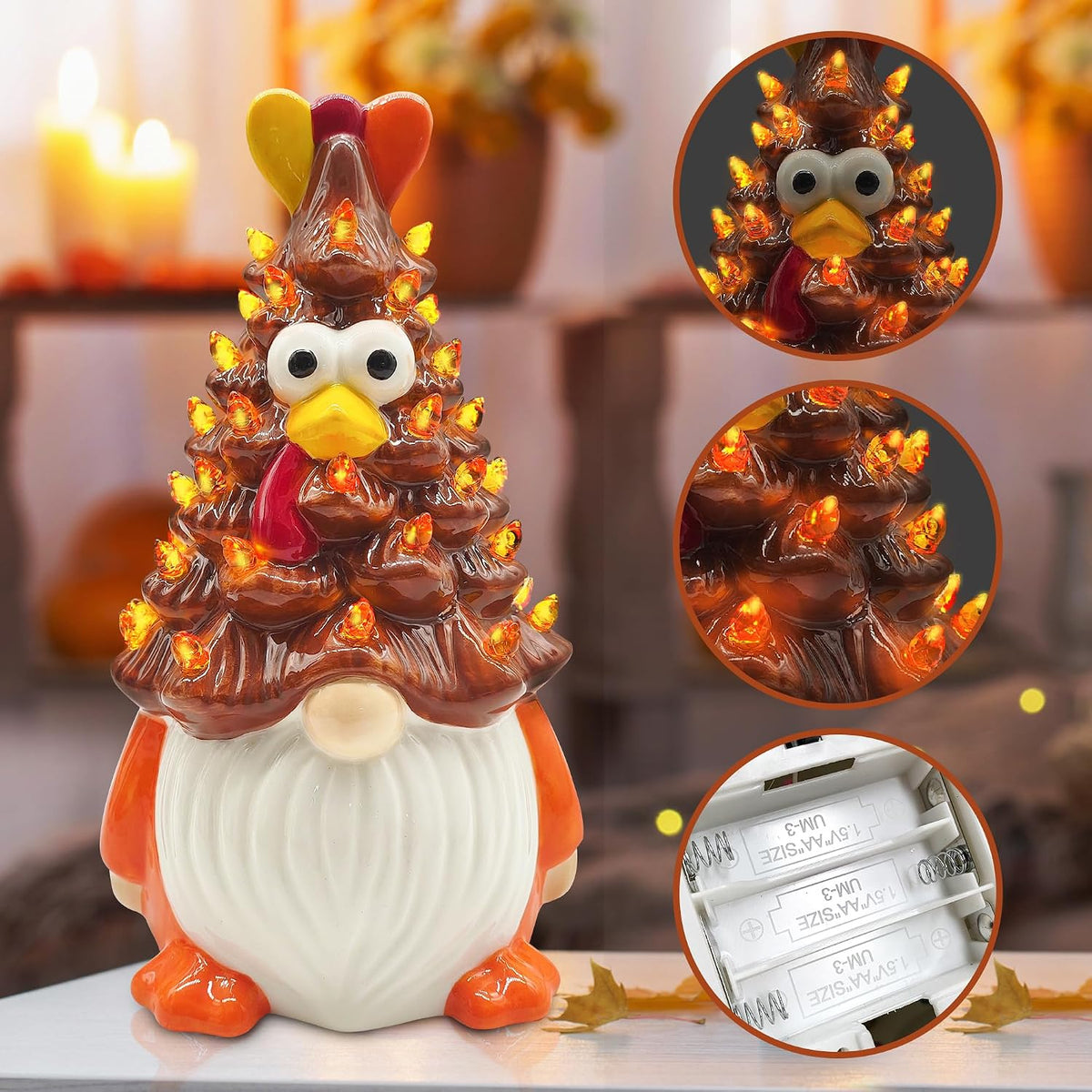 Thanksgiving Decorations, Thanksgiving Gnomes Ceramic Tree Decor