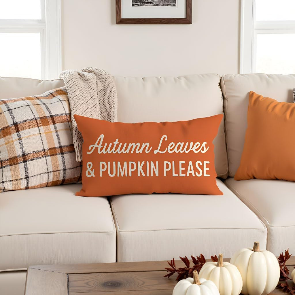 Pumpkin Orange Fall Pillow Cover, 12×20