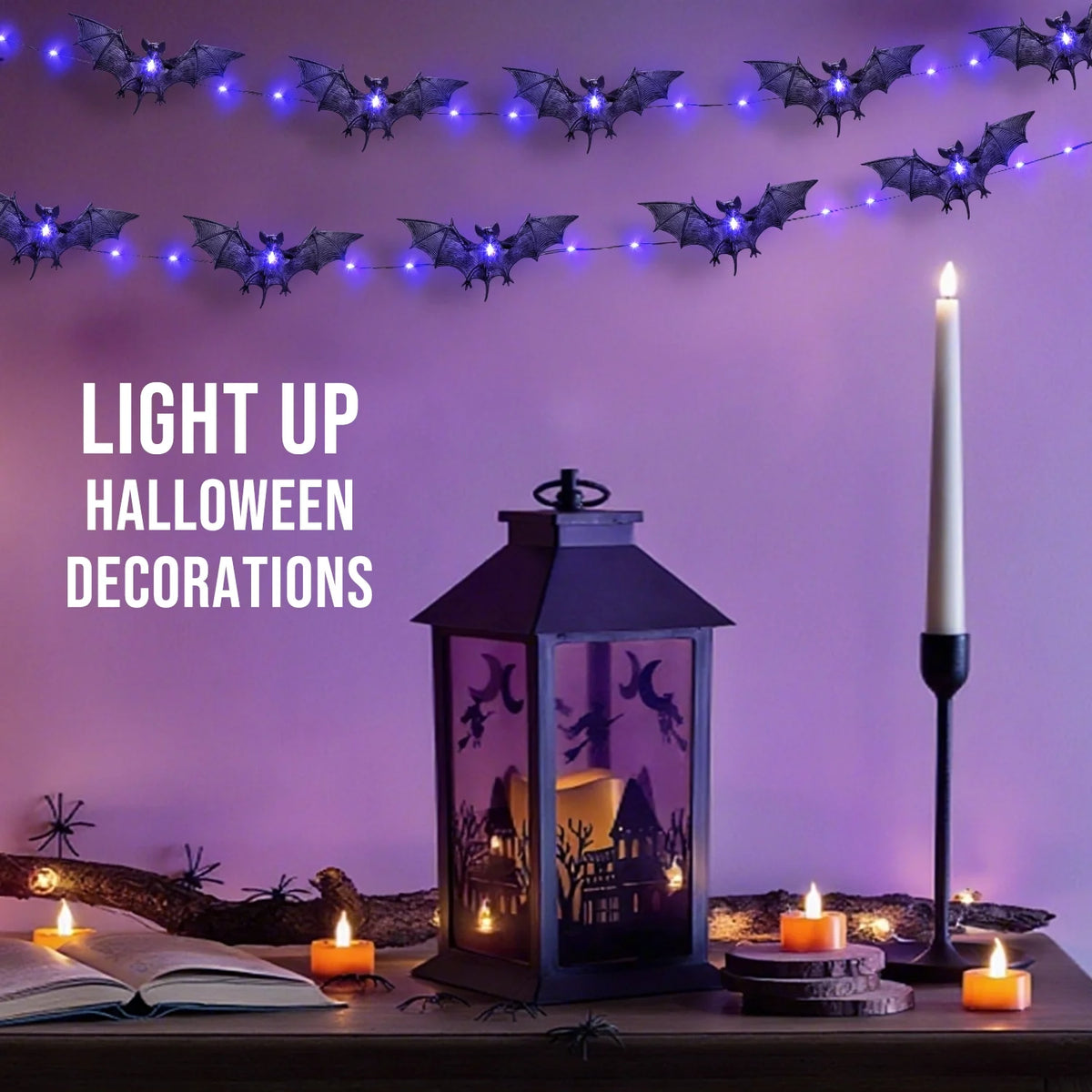 Bats Halloween Lights, 9.8FT 30 LED Halloween String Lights for Indoor Outdoor Halloween Decorations and Halloween Decor