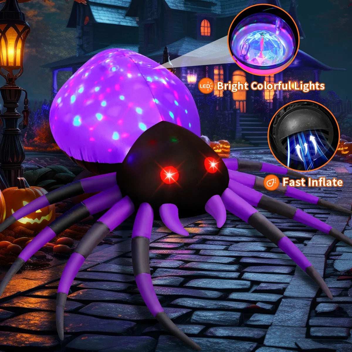 Halloween Inflatable 5 FT Halloween Spider Inflatable, Inflatable Halloween Spider Halloween Blow up Spider with LED Lights, Outdoor Halloween Decorations Clearance for Halloween/Holiday/Party