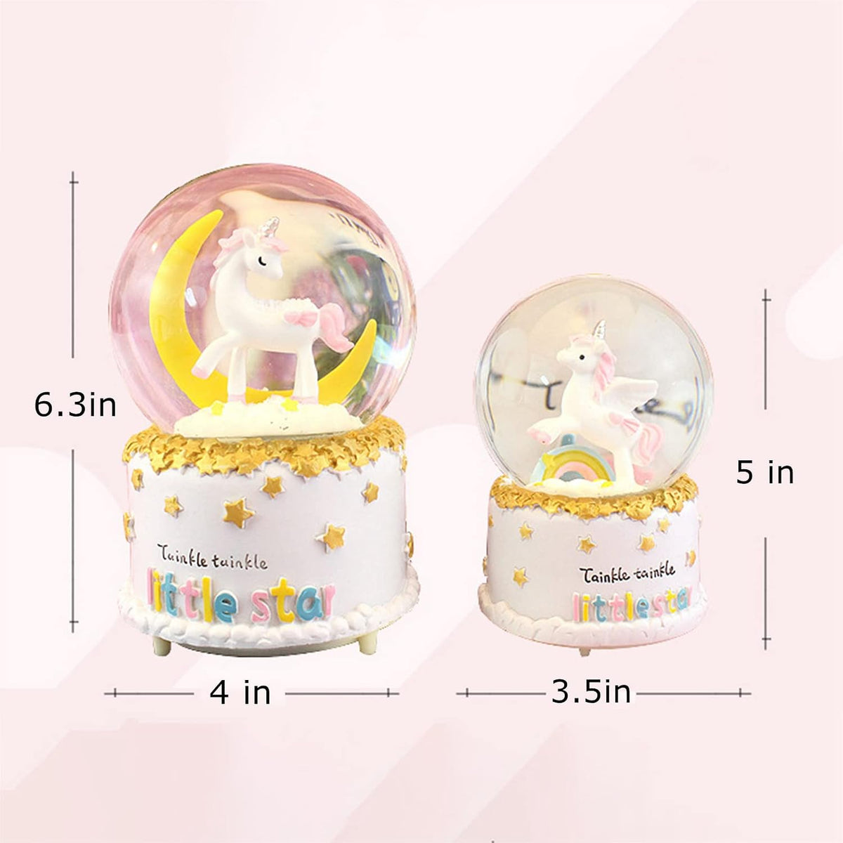 Unicorn Snow Globe for Kids, Musical Snowball with Colorful Lights Automatic Snowfall, for Girl Boy Christmas Birthday Ideal Choice, 4X6.3Inch Music Box