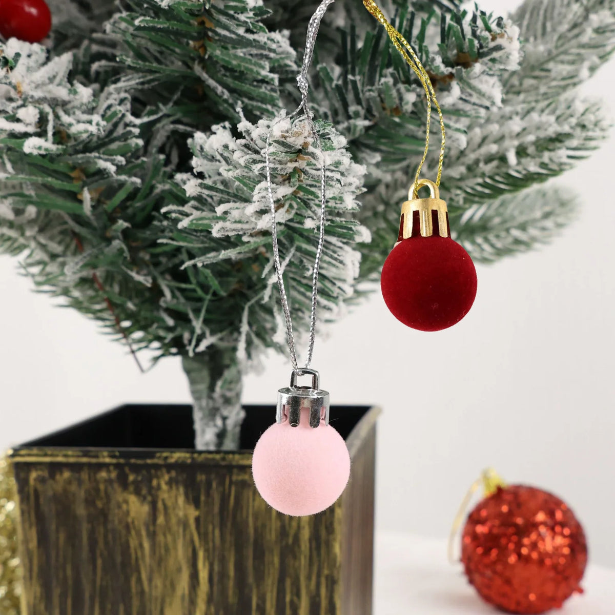 Mini Flocked Ball Ornaments, Set of 24 – view 3