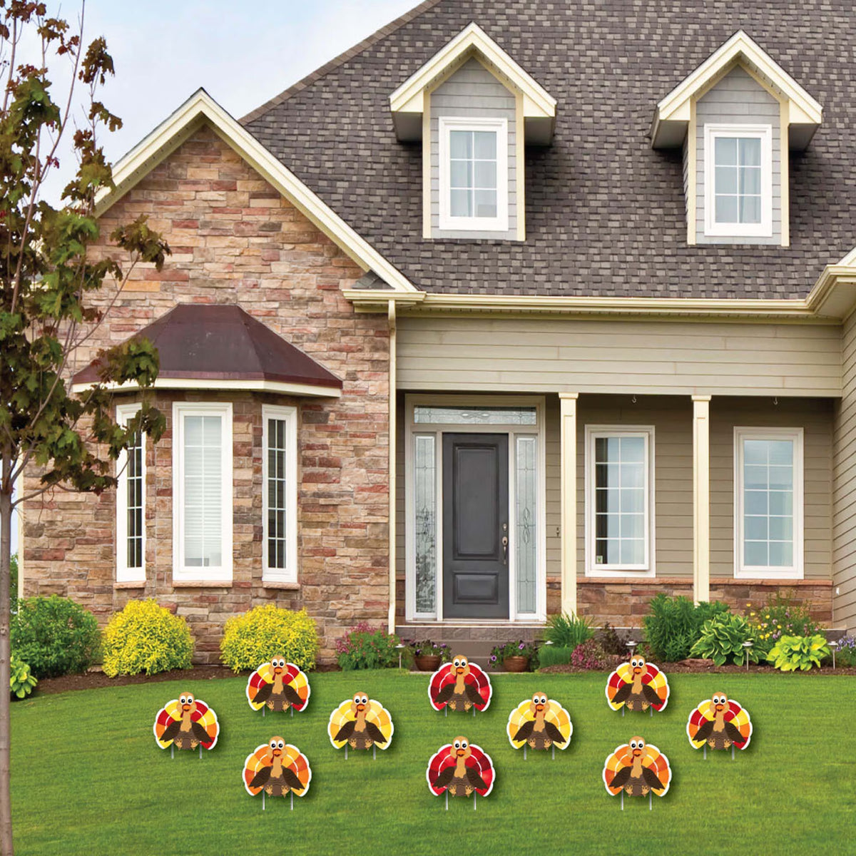 Thanksgiving Turkey - Turkey Lawn Decorations - Outdoor Fall Harvest Yard Decorations for Thanksgiving - 10 Piece