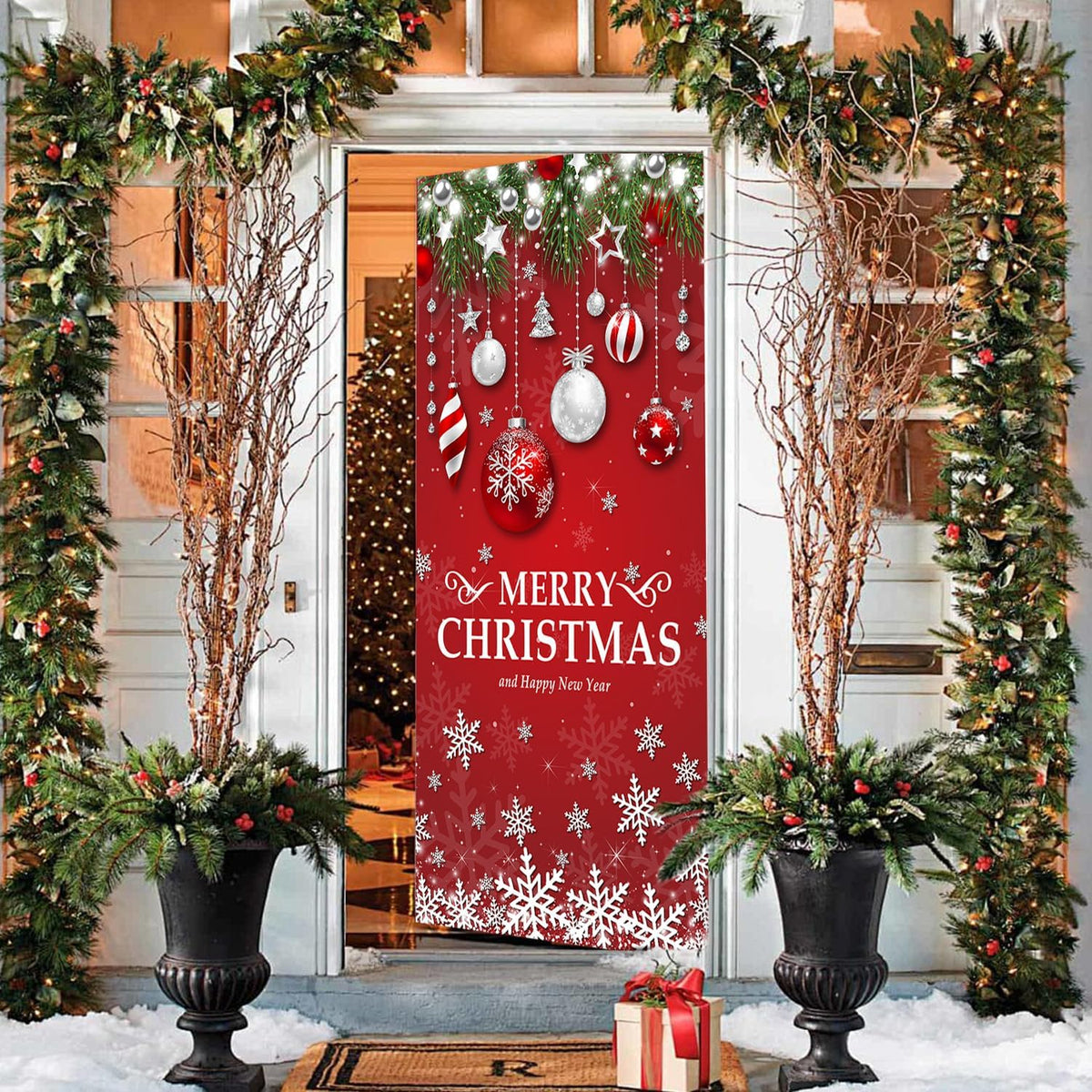 Retro Merry Christmas Door Cover, 71×35" – view 4