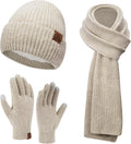 Womens Warm Beanie Winter Hat Touchscreen Gloves Set Gifts for Women