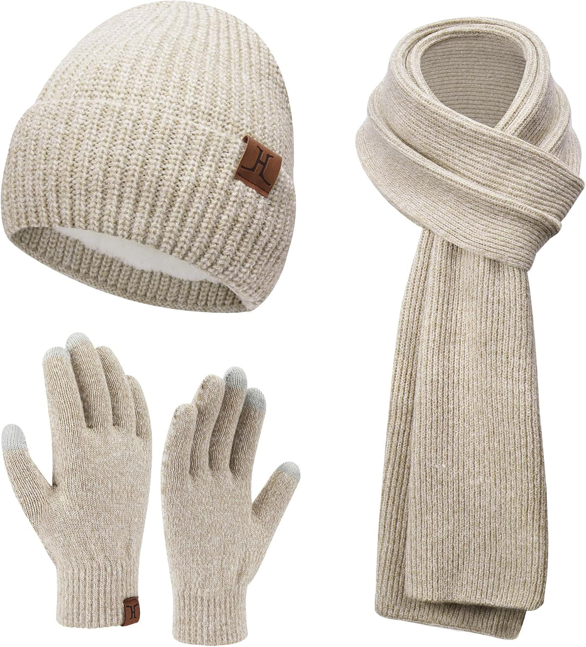 Womens Warm Beanie Winter Hat Touchscreen Gloves Set Gifts for Women