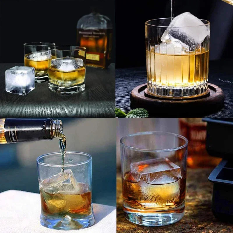 Safe Silicone Ice Cube Molds with Lid Spherical Ice Molds Reusable Whiskey Ice Cube Molds Cocktail Freezer DIY Homemade Barware