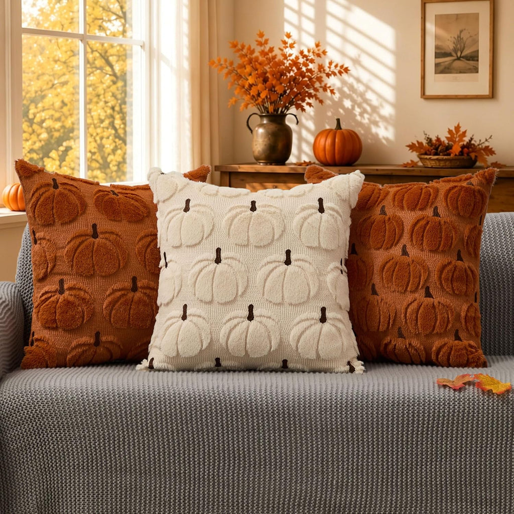 Rust Brown Pumpkin Pillow Covers, 18×18, Set of 2 – view 3