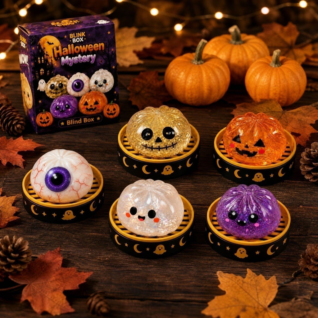 Mystery Halloween Ghost Dumpling Squishy,Colorful Cute Bao Dumplings Squeeze Balls Stress Relief Sensory for Holiday
