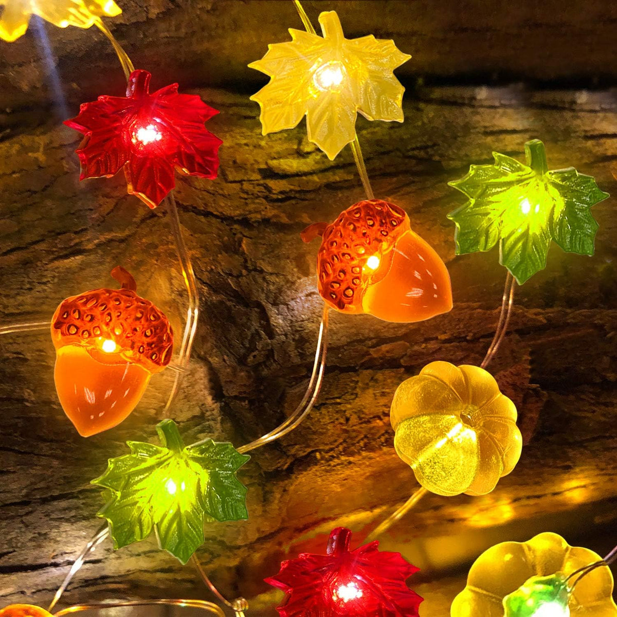 3D Pumpkin & Acorn String Lights, 6.5 ft