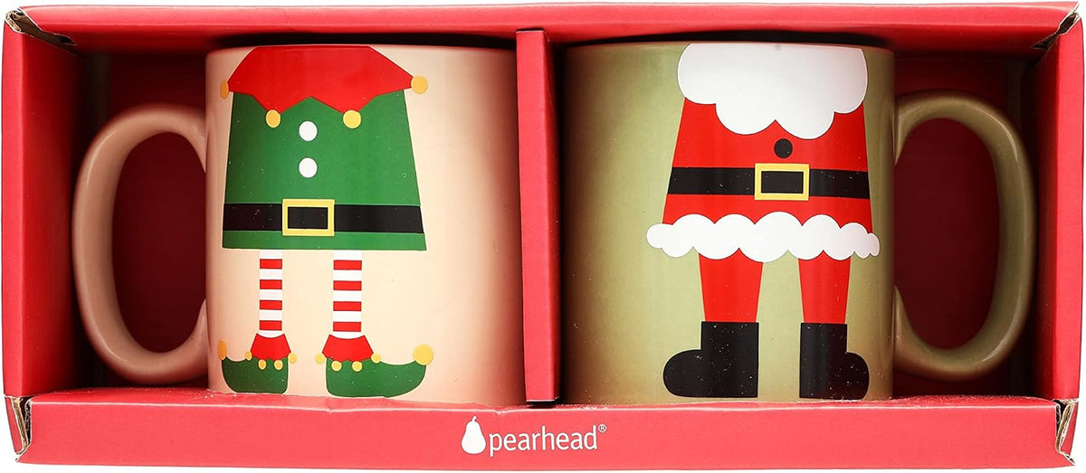 Matching Christmas Mugs, Holiday Santa and Elf Mug Set