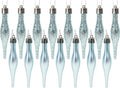 Droplet Baubles, Matte & Glitter, Ice Blue, Pack of 15