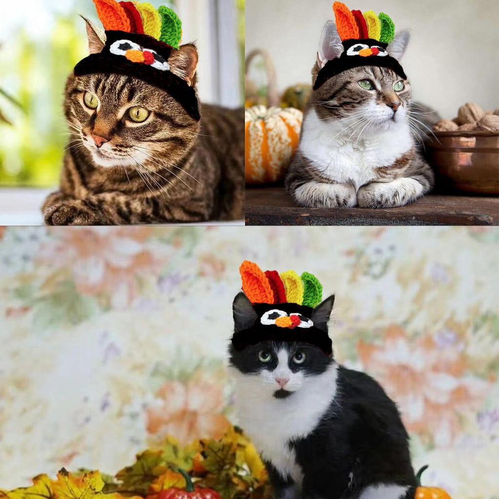 Thanksgiving Cats Costume Cat Turkey Drumstick Hat for Small Dog Kitten Thanksgiving Party Costume Cosplay Accessory Headwear