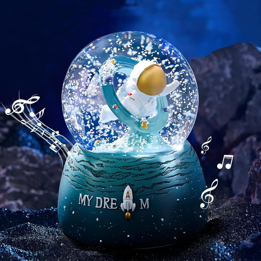 Christmas Snow Globe, Musical Snow Globe with Color Changing Led Lights, Automatic Snow Fall Effect, Christmas Decorations with Music Box Gifts for Girls Kids(A)