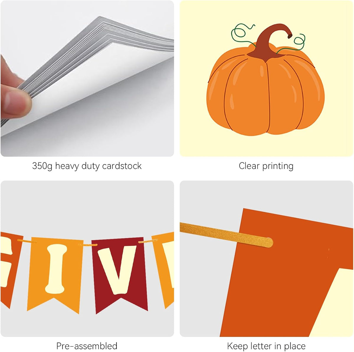 Thanksgiving Decorations - GIVE THANKS Banner, Friendsgiving Party Decorations, Thanksgiving Decor for Room Office Bedroom Mantel Wall Bulletin Board