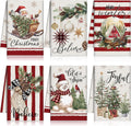 6 Pcs Christmas Kitchen Towels Red White Snowman Winter Dish Towel