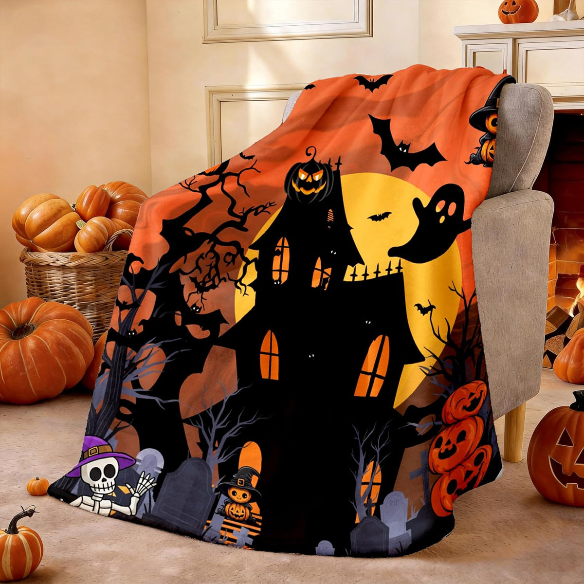 Cute Halloween Blankets for Kids/Adults, Spooky Blanket for Boy/Girls/Toddler, Throw Blanket for Couch 40"X 60"