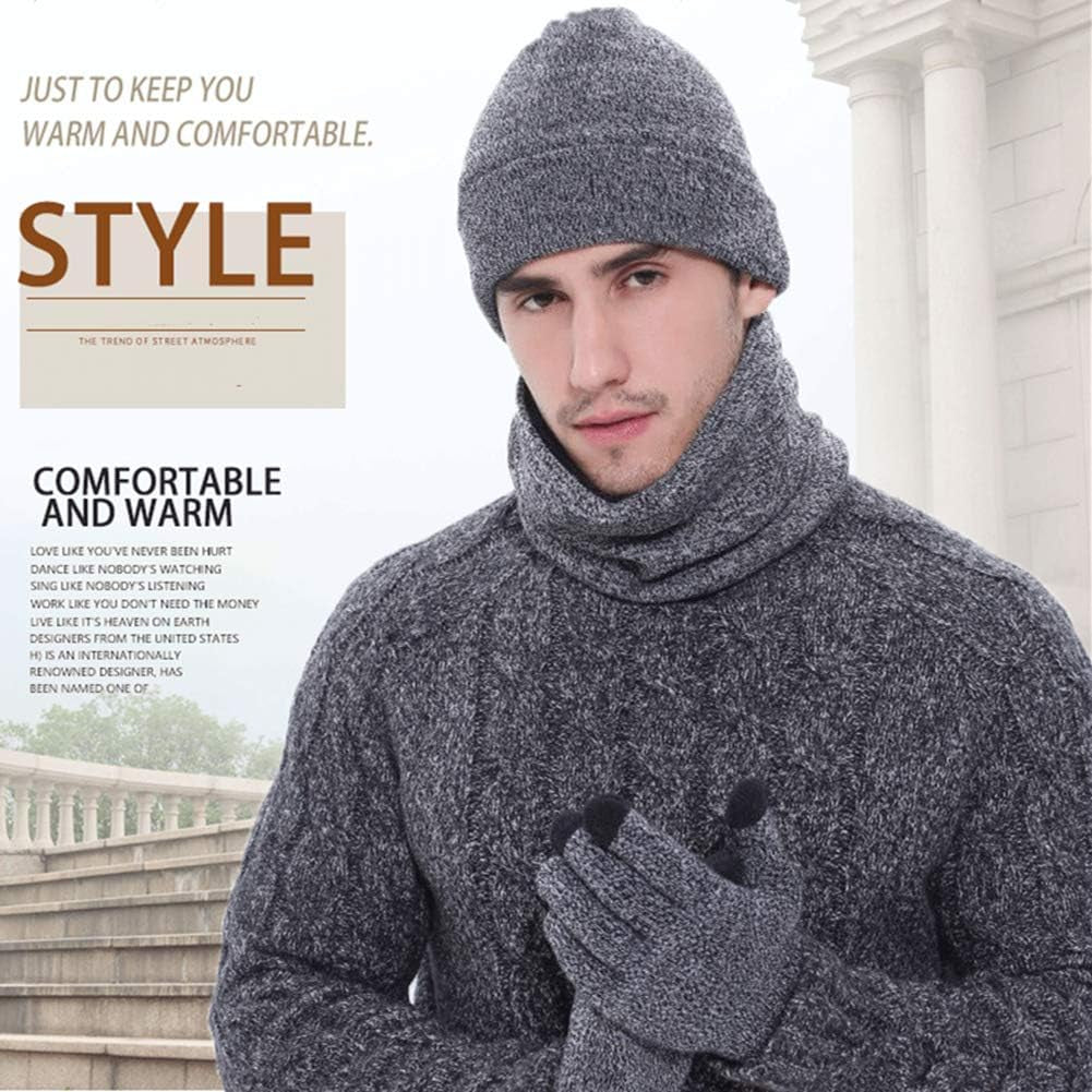 Men's Knit Beanie, Scarf & Touchscreen Gloves Set – view 6