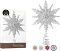 Silver Glittered Filigree Star Tree Topper, 8"