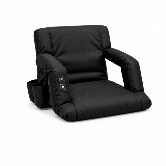 CozySit heated stadium seat in black, front view