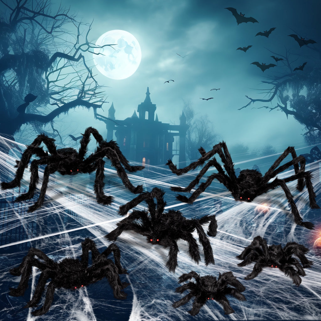 6 Pack Giant Spider Halloween Decorations,Scary Spider Halloween Decorations Outdoor Party Decorations Props Halloween Yard Decorations,Black