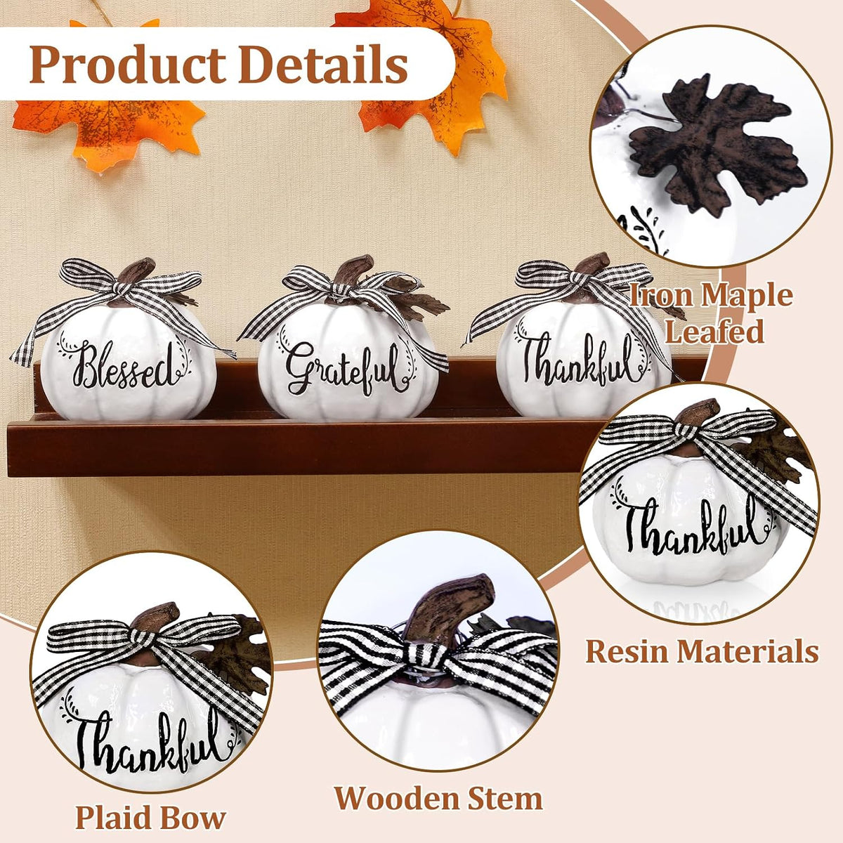 White Resin Pumpkin Trio – view 3
