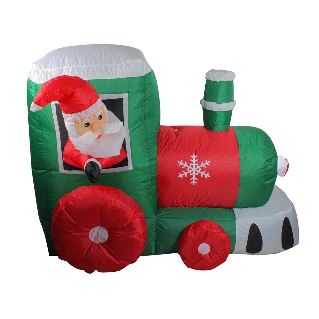 Lighted Inflatable Santa on a Locomotive, 4.5 ft