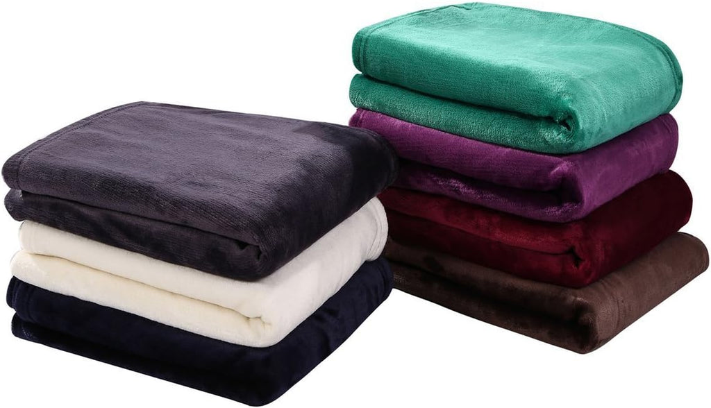 Flannel Fleece Throw Blanket, 50×60, Ivory – view 8