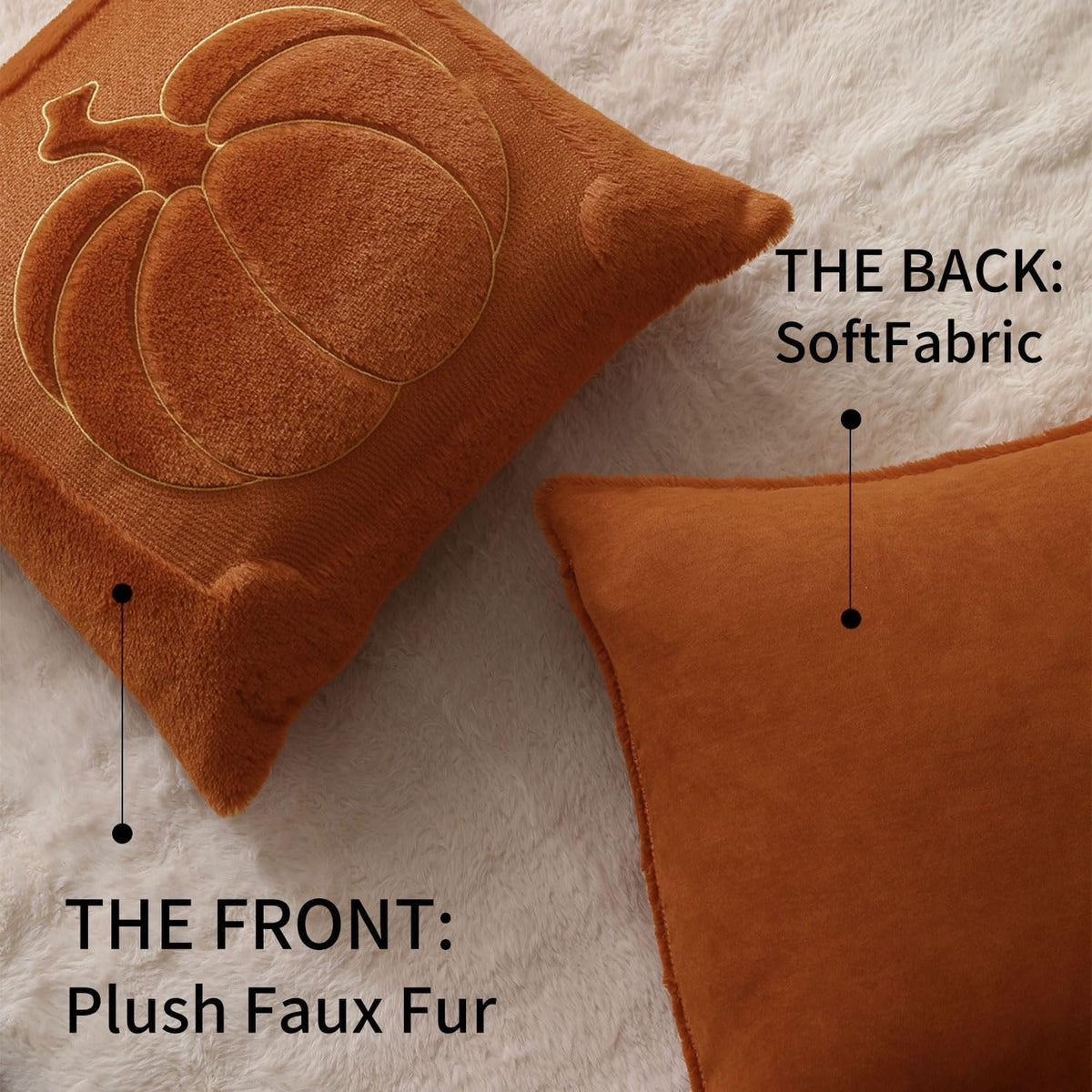 Rust Pumpkin Pillow Covers, 18×18, Set of 2 – view 2