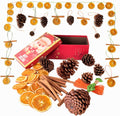 Natural Christmas DIY Decor Crafts Kit with Dried Orange Slices *25-30 Pcs, Cinnamon Sticks *12, Pine Cones *6-8, Gift Box Set, DIY Holiday Decorations for Christmas Wreaths, Tree Ornaments, Home