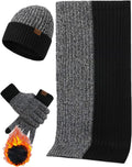 Men's Knit Beanie, Scarf & Touchscreen Gloves Set