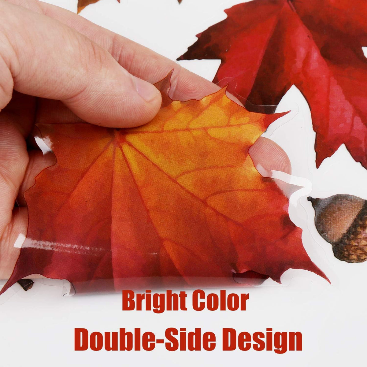 6 Sheets 200Pcs Thanksgiving Window Clings, Autumn Maple Leaves Windows Static Stickers for Thanksgiving Day Window Decoration