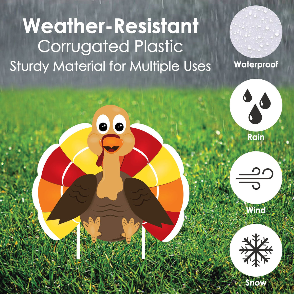 Thanksgiving Turkey - Turkey Lawn Decorations - Outdoor Fall Harvest Yard Decorations for Thanksgiving - 10 Piece