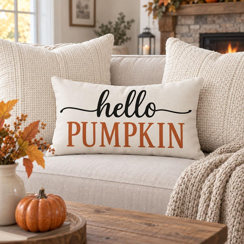 Cream Orange Fall Pillow Cover, 12×20 (Quote) – view 8
