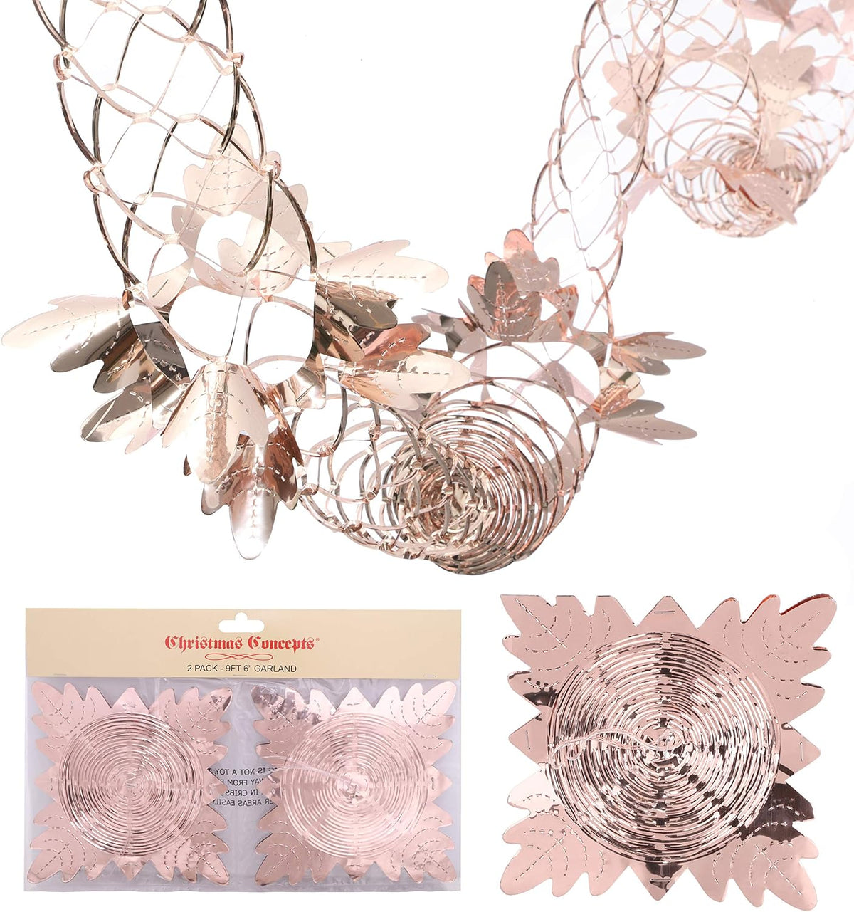 Foil Ceiling Garlands, Rose Gold, 9 ft, Pack of 2