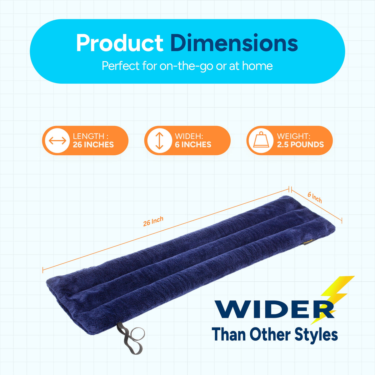 Weighted Microwave Heating Pad, 26X6 Inches, Moist Hot/Cold Neck and Shoulder Wrap with Plush Cover, Blue