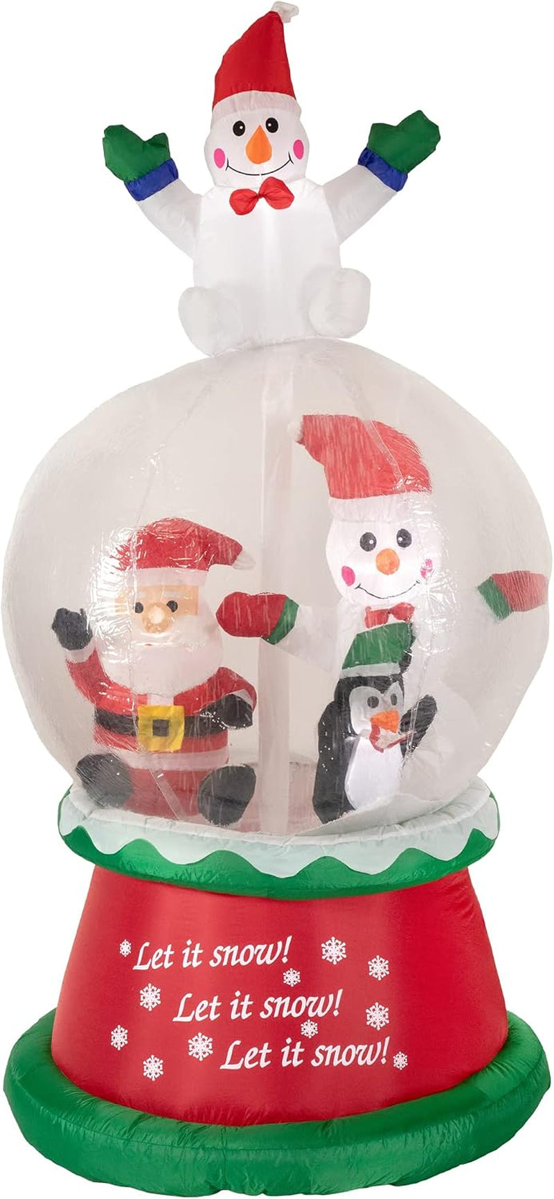 Lighted Inflatable Santa & Friends Snow Globe, 6.75 ft