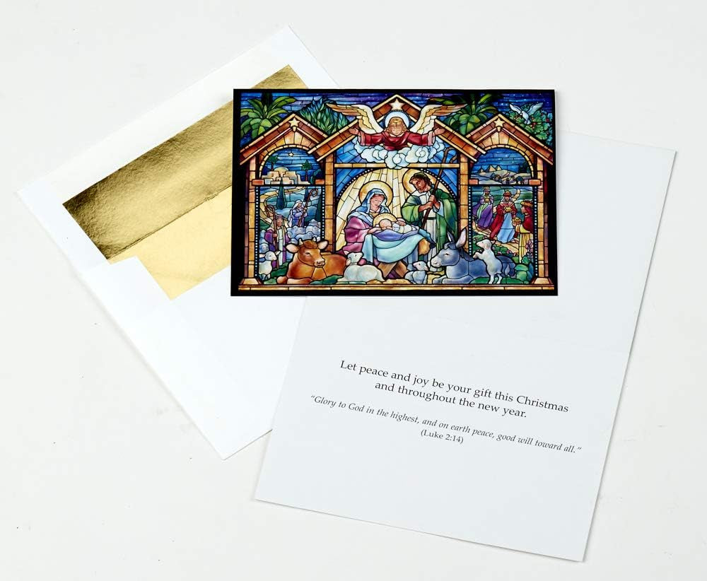 Stained Glass Nativity Christmas Cards, Box of 15 – view 2
