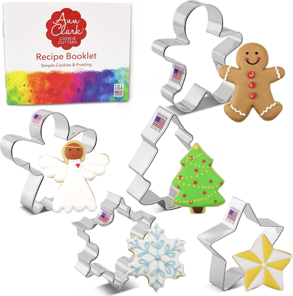 Ann Clark Christmas and Holiday Cookie Cutters Set of 5, Made in USA