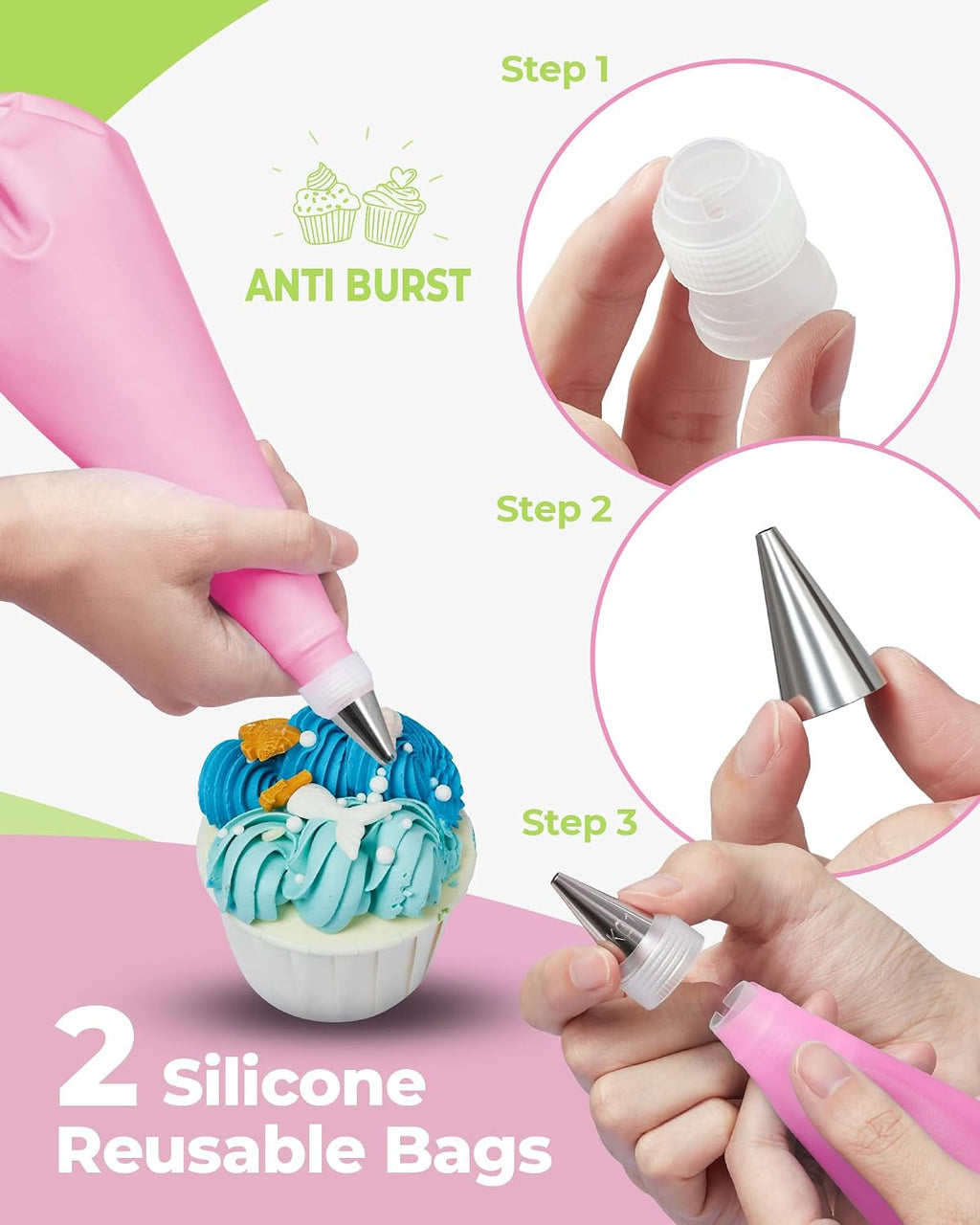 32 Piping Bags and Tips Set Frosting Piping Kit for Beginners & Pros
