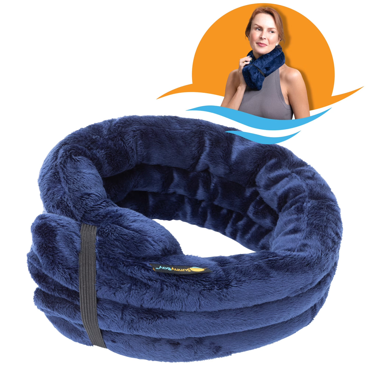 Weighted Microwave Heating Pad, 26X6 Inches, Moist Hot/Cold Neck and Shoulder Wrap with Plush Cover, Blue