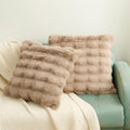 Faux Rabbit Fur Pillow Covers, 18×18, Taupe, Set of 2
