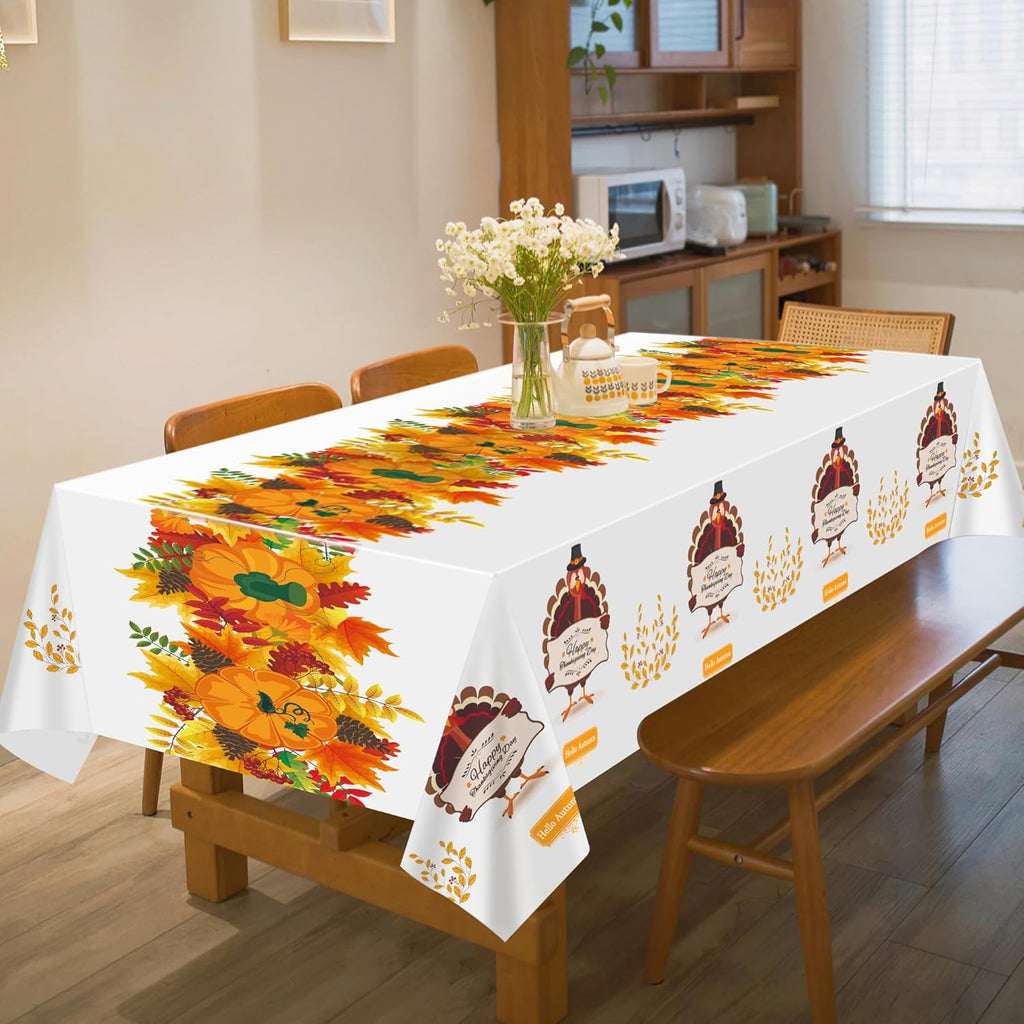 2 Pack Thanksgiving Tablecloth Disposable - Fall Party Supplies for Thanksgiving Table Decor | Friendsgiving Party Decorations | Thanksgiving Decorations 54" X 108"
