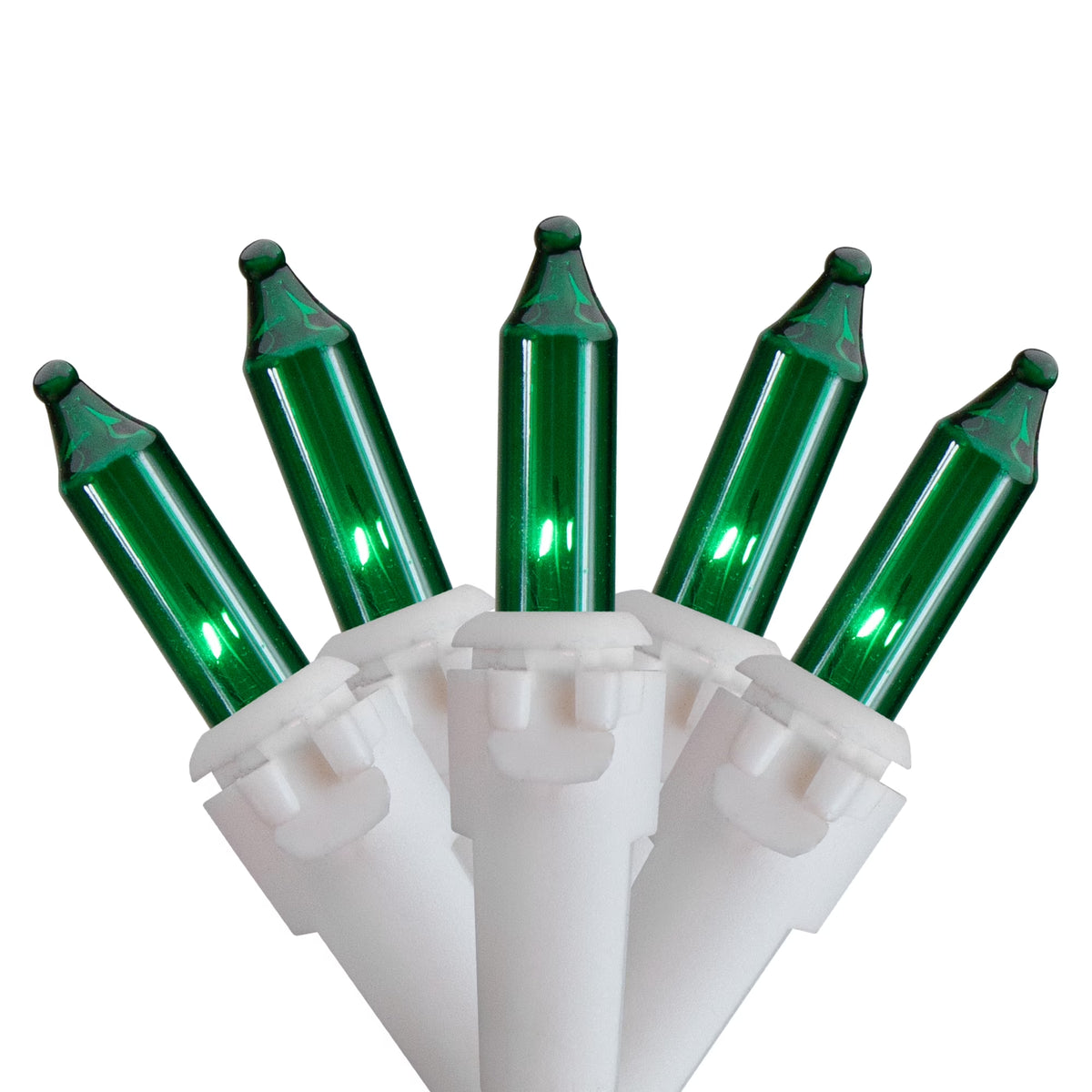 Mini Incandescent Christmas Lights, Green, 50 Count, White Wire – view 2