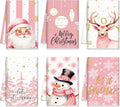 6 Pcs Pink Christmas Kitchen Towels Winter Snowman Santa Dish Towel